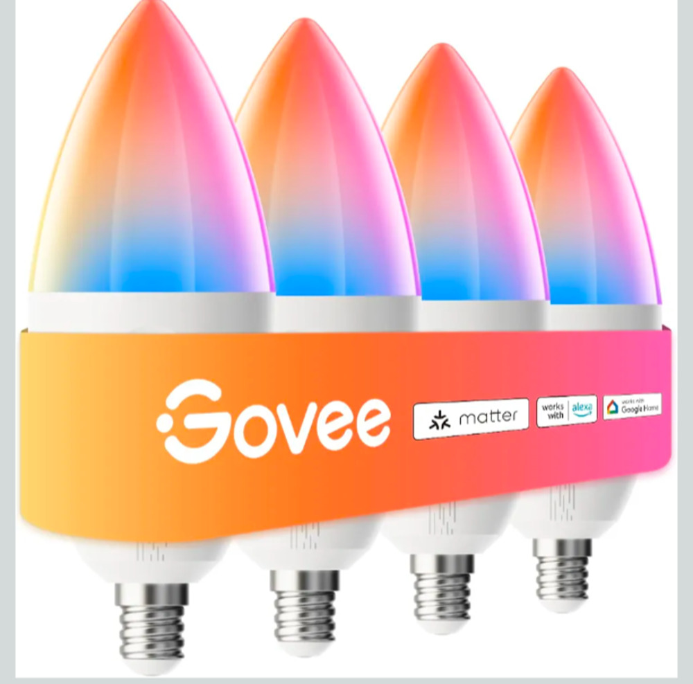 Govee E12 Smart Led Bulb Color Changing Candelabra Bulbs 450 LM, 80 CRI, 4 Pack